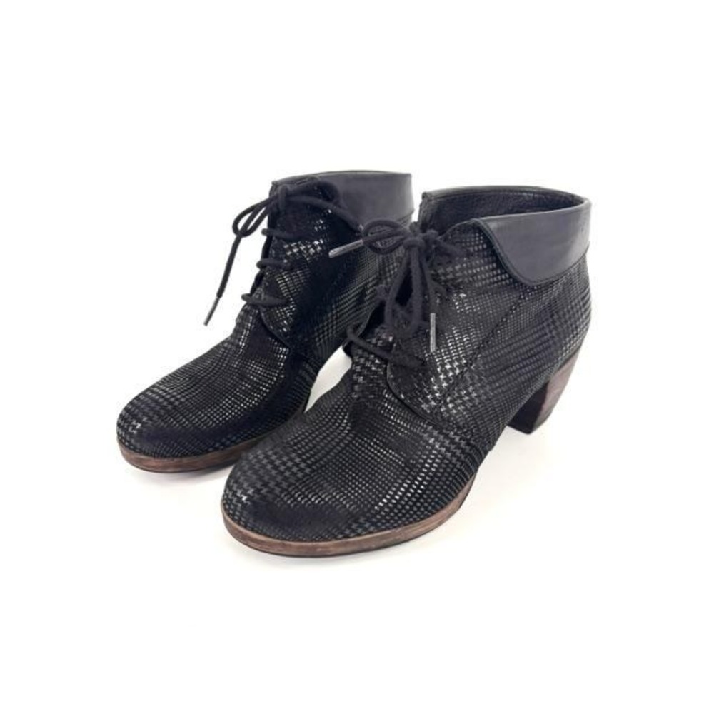 Wolky Jacquerie Bootie Lace Up Stacked Heel Metallic Shimmer Cuffed Size 7